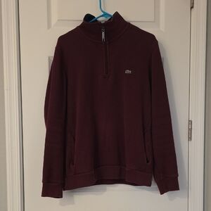 Lacoste Men's Dark Red Zip-Up Sweater